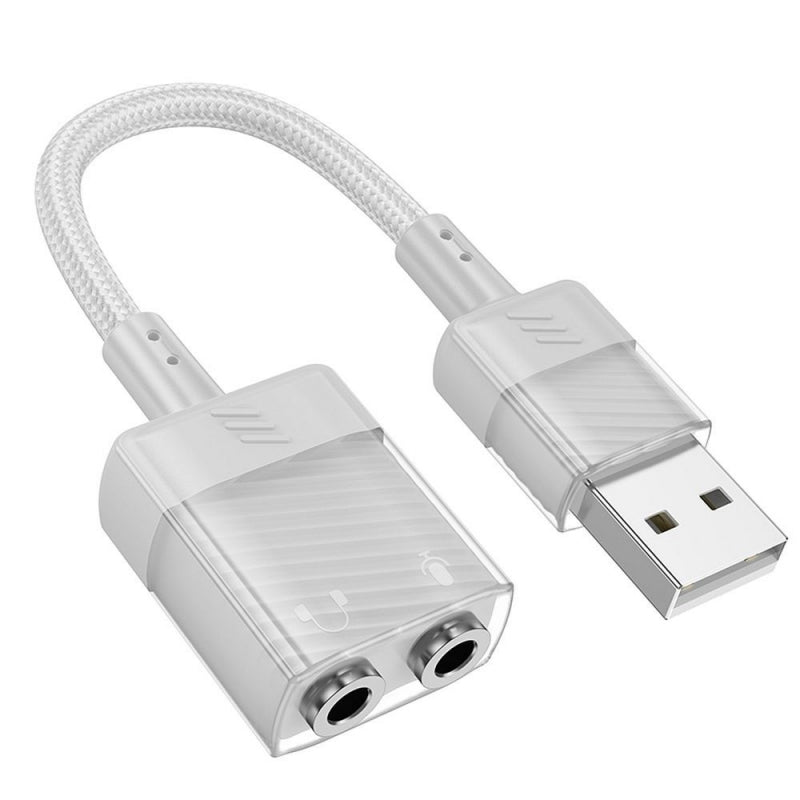 Hoco LS37 USB to Dual 3.5mm 2-in-1 Transparent External Sound Card Hoco LS37 USB to Dual 3.5mm 2-in-1 Transparent External Sound Card